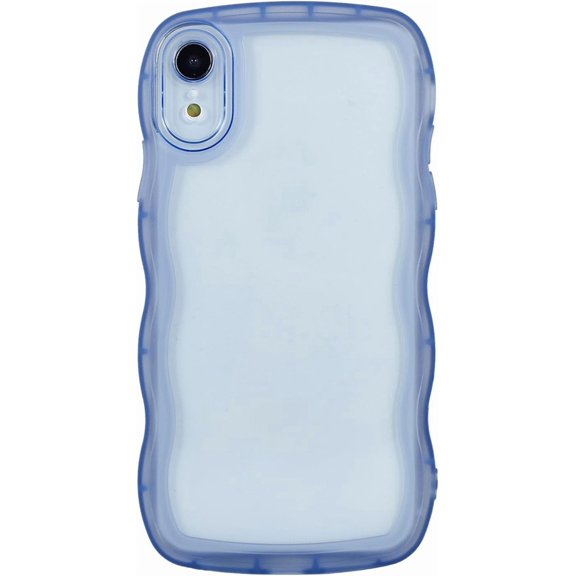 MYKOMI Compatible with iPhone XR Clear Case,Cute Solid Color Curly Wave Frame Transparent Soft Silicone Anti-Scratch Shockproof Protective Slim Case for Women Girls