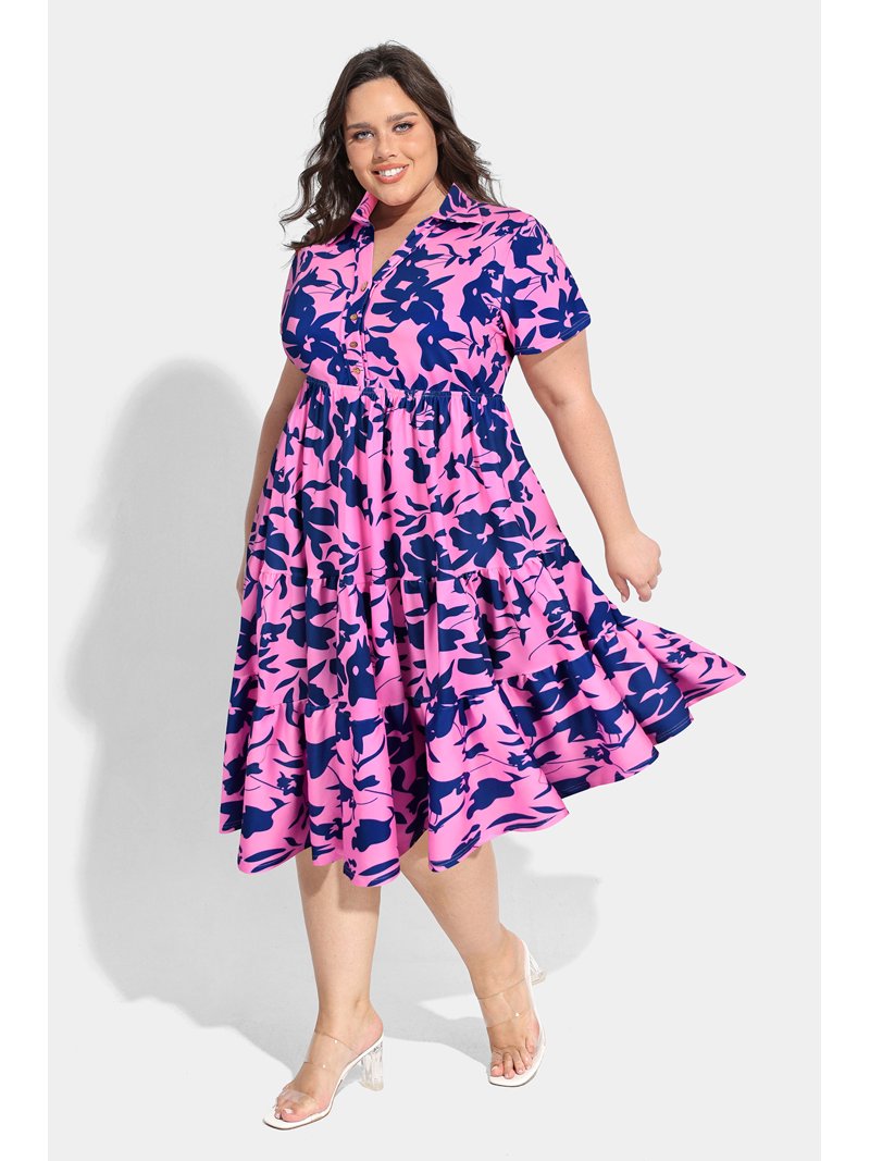 blue and white contrast dress Unique Vintage Plus Size Blue & White Chevron Eyelet Swing Dress