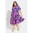 thumbnail image 5 of CASSIE LIZ Plus Size Womens Dresses Casual Floral Pink Blue Fall Dresses Fashion Midi Sundresses Short Sleeve Collared Elegant V Neck Dresses Loose Fit Summer Dress with Pocket XL 14W 16W, 5 of 8