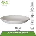 thumbnail image 4 of ECO PRODUCTS Bols Compostables 9 Pouces Peu Profonds, Caisse de 400, Fibres Naturelles Moulées Jetables Blanches, Rondes, Sans Arbre, Plus Résistantes Que le Papier & Styrofoam, Couvercle Disponible, Fibres Naturelles Moulées Renouvelables, ASTM, 4 of 4