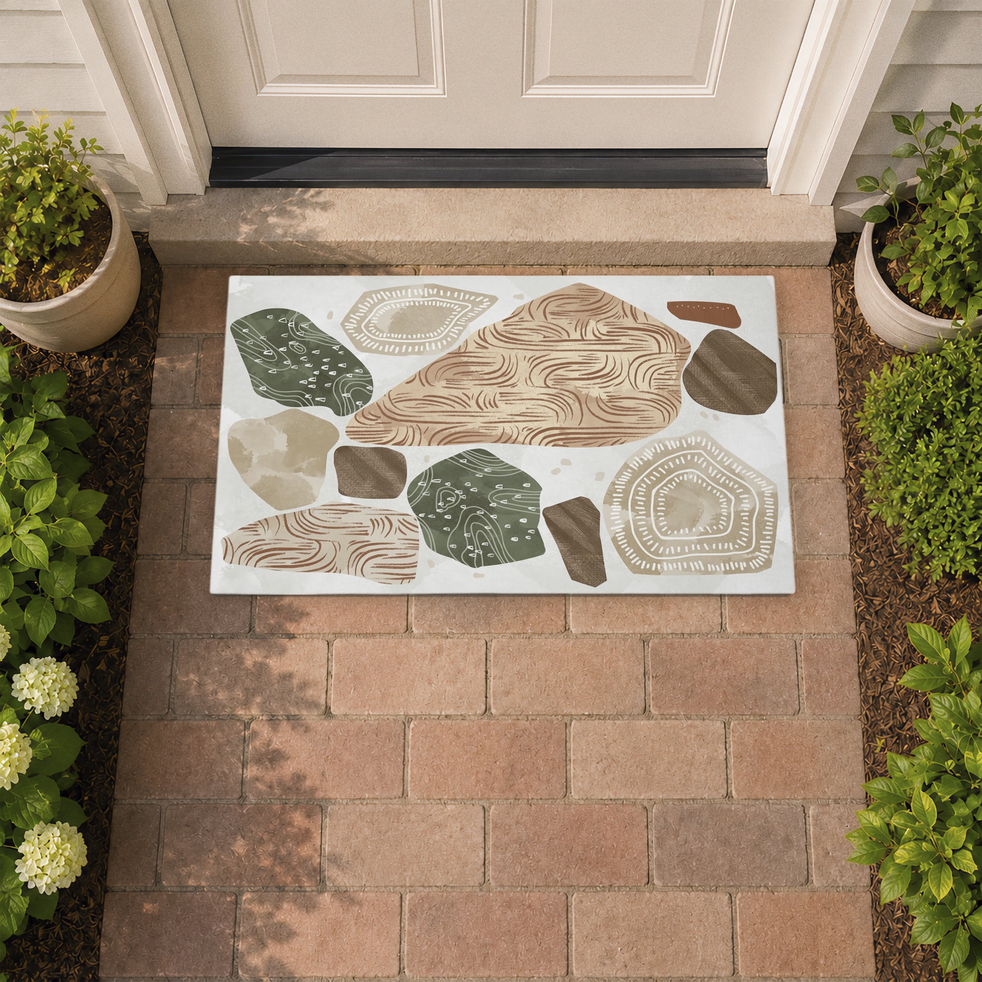 Stupell Industries Earthy Stones Pattern Printed Outdoor Door Floor Mat, design by Ziwei Li