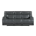thumbnail image 2 of New Classic Furniture Titan Faux Leather Sofa with Dual Recliners in Gray, 2 of 10