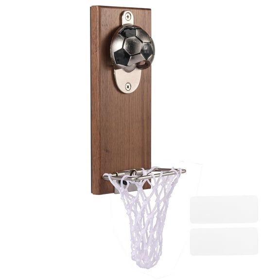 Ikoopy Wall Mounted Billiard Ball Beer Bottle Opener with Netting Catcher Magnetic Soccer Bottle Opener Creative Beer jar Corkscrew for Kitchen