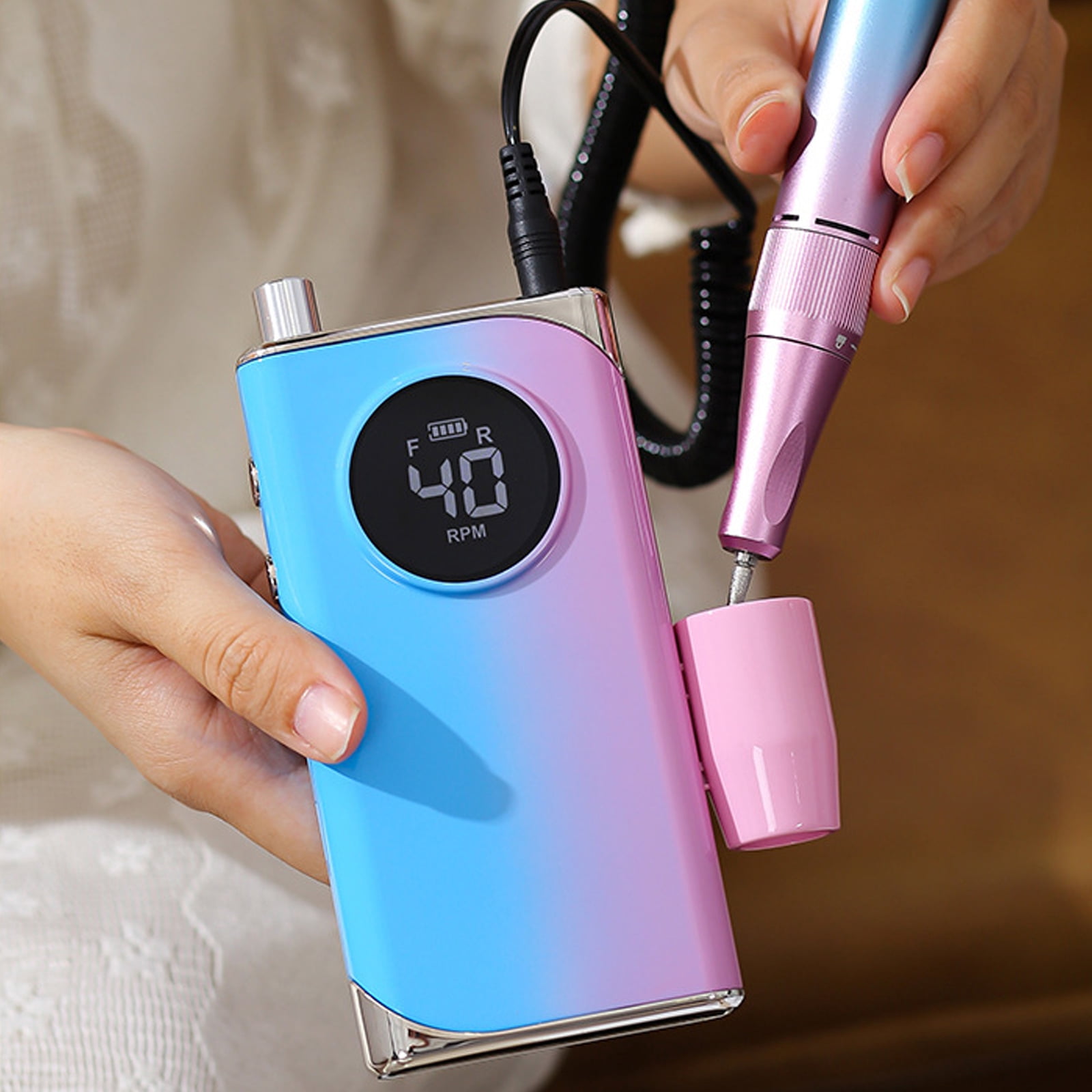 Portable Nails Drill 40000 RPM,Rechargeable Electric Nails File Machine E File for Acrylic Nails Gel Polishing Removing
