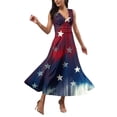 thumbnail image 4 of Women's Elegant Sleeveless Dress with Patriotic Print, V-Neck Loose Fit Design, Long Casual Sundress for Summer Outings,Dark Blue M, 4 of 5