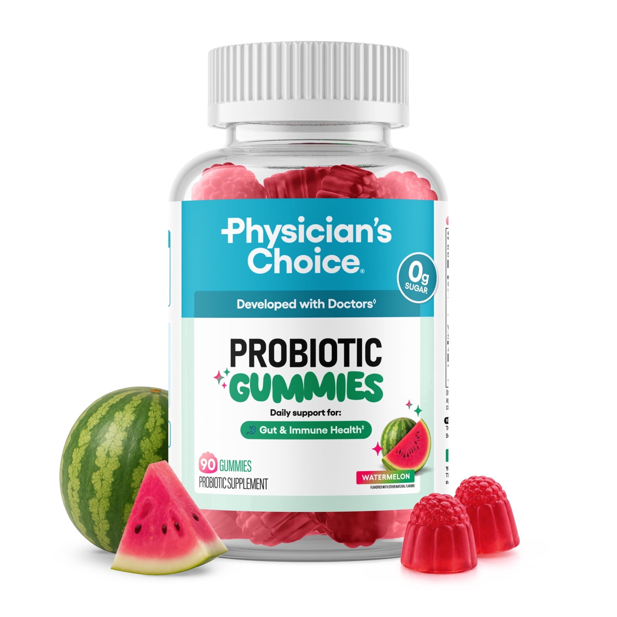 Physician’s Choice Probiotic Gummies for Immune & Gut Health for Women & Men - Watermelon Flavor - 90ct