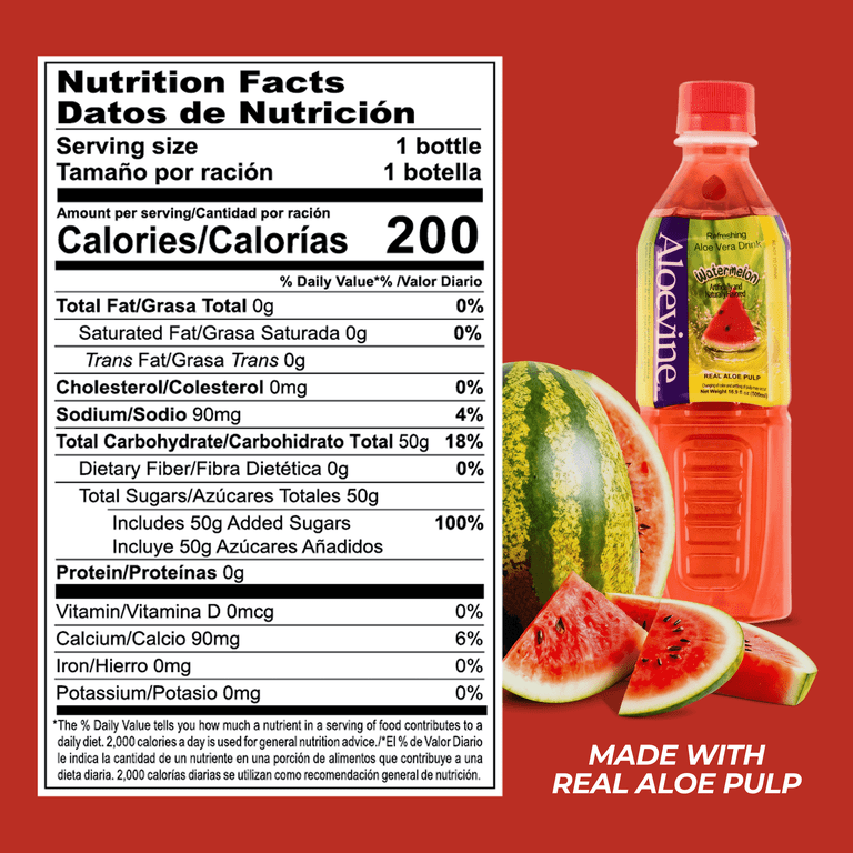 Aloevine Watermelon Aloe Vera Drink with Aloe Pulp, 16.9 fl oz, 20 Count  Bottles - Walmart.com