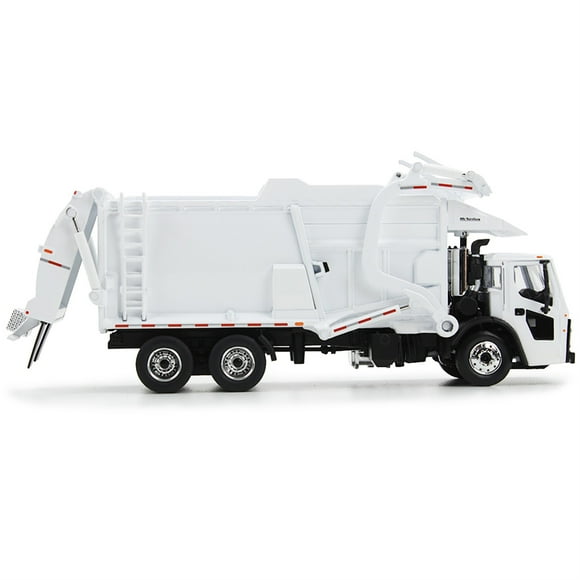 Mack LR Refuse Garbage Truck with McNeilus Meridian Front Loader White with Trash Bin 1/64 Diecast Model by DCP/First Gear