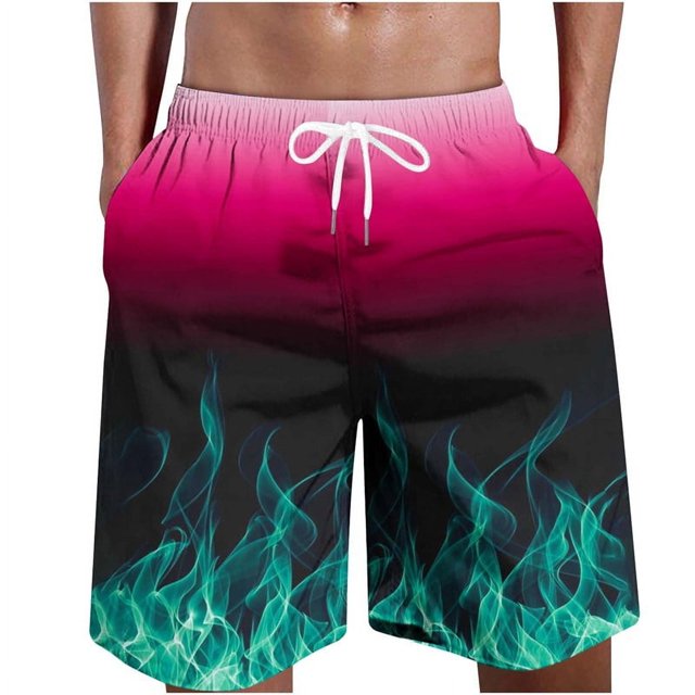 Full Print Fire Pattern Men's Swim Trunks 3D Flame Printed Quick Dry Shorts For Men Beach Surf Board Shorts Swimwear