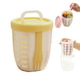 thumbnail image 1 of Fresh Fruit Storage Cup With Folding Handle Lids Fork and Drain Reusable Leakproof Food Storage Containers With Removable Colander For Kitchen Party Camping Glasses Kitchen Shatterproof 40's 50's 60s, 1 of 3