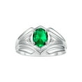thumbnail image 1 of RYLOS Men's Rings Sterling Silver Rings Classic Designer Style 9X7MM Oval Gemstone & Diamond Ring Emerald May Birthstone Rings For Men Size 11, 1 of 7