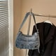 thumbnail image 1 of Bolso de hombro para mujer, estilo casual, bolso de mano de gran capacidad, estilo retro estético. Azul claro, 1 of 8