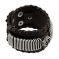 thumbnail image 2 of Brown Leather Wristband with Chrome Rings Faux Compass Center, 2 of 4