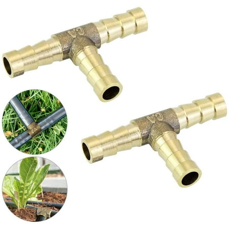 

2PCS 8mm Brass Barbed Fuel Hose Fitting Gasoline Hose Fitting Anti-corrosion 3 Way Barbed Reducer Hose T Shape Durable Fitting for Air / Water / Oil / Gas Hose