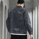 thumbnail image 3 of Abrigo vaquero gris de otoño con bordado para hombre, chaqueta vaquera con botones para hombre, talla grande, marca Y2k, Corea, invierno, talla grande, 3 of 5