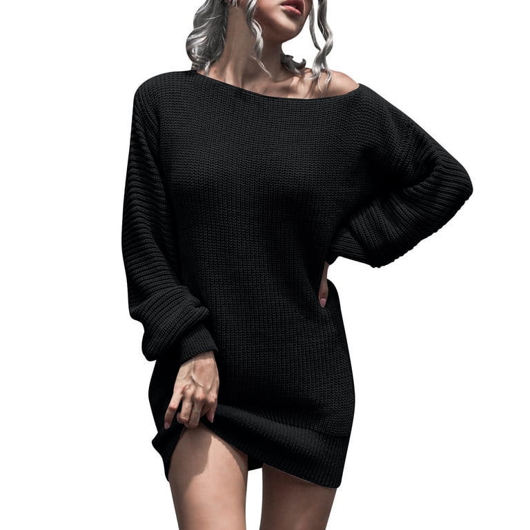 black off the shoulder jumper dress Cone Shoulder Jumper Dress Enza Costa Off-shoulder Sweater Mini Dress In  Black REVOLVE