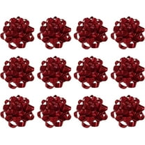 PMU Decorative Confetti Gift Bows 4-1/4 Inch Large Metallic Sparkle Red (12/Pkg) Pkg/1