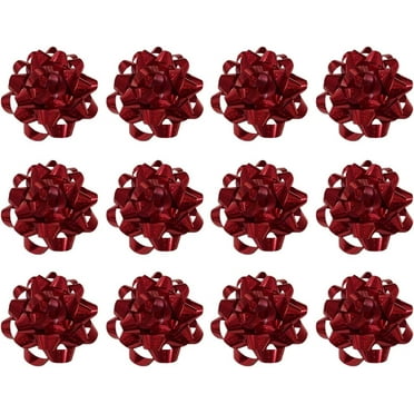 PMU Decorative Confetti Gift Bows 4-1/4 Inch Large Metallic Sparkle Red (12/Pkg) Pkg/1