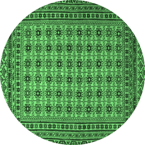 Ahgly Company Indoor Round Southwestern Emerald Green Country Area Rugs, 6' Round
