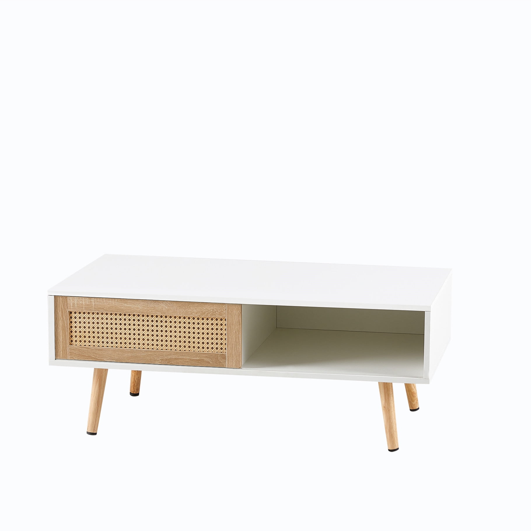 Aukfa Coffee Table with Storage, Modern Sofa Center Table for Living Room Home Office, White