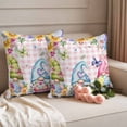 thumbnail image 2 of Easter Eggs Outdoor Waterproof Pillow Covers, Spring Floral Gnomes Plants Butterflies Pink Plaid Decorative Square Throw Pillowcase Sofa Cushion Sham for Patio/Couch/Chair, 20"x20" 2 Pack, 2 of 8