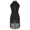 thumbnail image 4 of iefiel Robe de Danse Lyrique pour Femmes avec Strass Robe Asymétrique Jupe en Tulle Fluide Noire P, 4 of 7