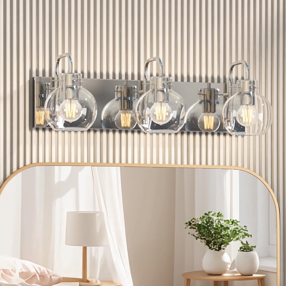 Hironpal 3-Light Bathroom Vanity Light, Modern Brushed Gold Wall Sconce with Clear Glass, Silver