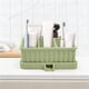 thumbnail image 1 of Soporte de silicona verde para cepillo y pasta de dientes con bandeja de drenaje,caja de almacenamiento de baño de 6 compartimentos para cosméticos y artículos de papelería (1 pieza) Rkxzt, 1 of 8