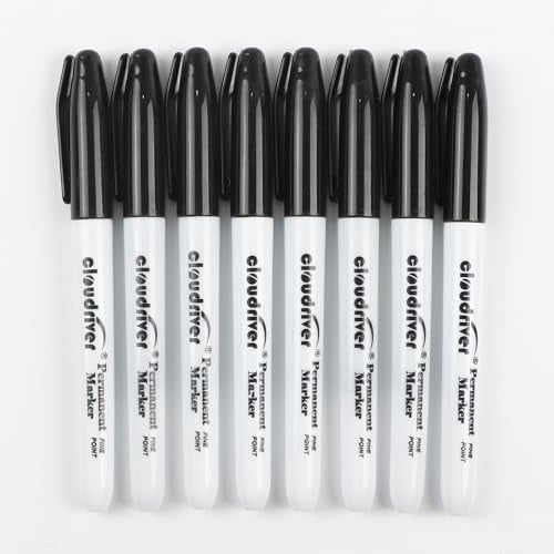 Black Permanent Markers Fine Tip, 60 Packs Permanent Markers Bulk, Quick Drying & Fade Resistant, Permanent Marker Set Works on Plastic,Wood,Stone,Metal and Glass for Doodling, Marking$$Office