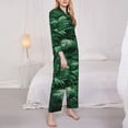 thumbnail image 3 of Salouo Ferns Leave Green Foliage Pattern Women's Pajamas Set Long Sleeve Button Down Sleepwear Soft Pj Lounge Sets for women 2 Piece Pjs Set with Long Pants-Small, 3 of 7