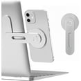 thumbnail image 1 of Magnetic Phone Holder for Laptop, Adjustable Phone Monitor Side Mount for iPhone 12 Pro Max/ 12 Pro/ 12/ 12 Mini, Slim Portable Foldable Computer Expansion Bracket, Silver, 1 of 6