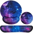 thumbnail image 1 of -in- Mouse Pad with Wrist Rest Set Wrist Support Mouse Pad+Keyboard Gel Wrist Rest+Cup Pad Ergonomic Mouse Pad Relieving Wrist Pain Base Computer Mouse Pad for Home Office Games Galaxy, 1 of 7