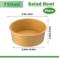 thumbnail image 3 of Liquidation! liquidation! Bols à Salade en Papier 25oz, Bols en Papier Jetables avec Couvercles Transparents, Contenants Alimentaires Ronds Jetables en Kraft pour Barbecue, Rassemblements et Fêtes (50 Pcs), 3 of 8