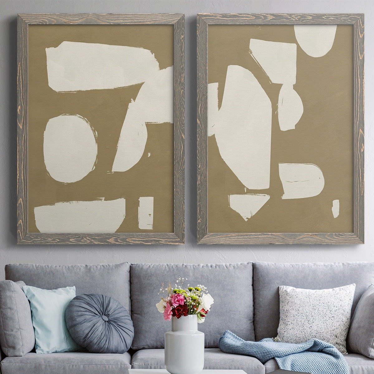 Chunky Abstract I - Premium Framed Canvas 2 Piece Set - Ready to Hang