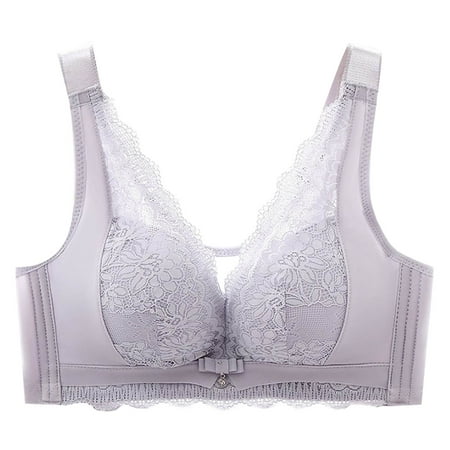 Gnurob Clearance Deals Minimizer Bras for Women Full Coverage Bralettes No Underwire Bra Plus Size Lifting Lace Bralette for Heavy Breast Purple 36/80B