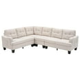 thumbnail image 6 of Royalcraft 6 Pieces I shaped couch with Solid Wood Frame and Thick Legs, Modern White Modular Sectional Sofa, Polyester Fabric Big Sofa Bed, Large Sleeper Couch for Living Room, 6 of 9