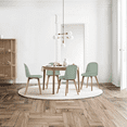 thumbnail image 6 of Set of 2 Armless Plastic Dining Chair Wood Legs for Dining Room Plastic Molded Seat With Cushion, Green, 6 of 13