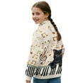 thumbnail image 2 of COEQINE Long Sleeve Pullover for Girls, Quarter Zip Loose Fit Sweatshirt, Soft Polyester Winter Clothes Sweater for Everyday Wear Ages 5-6, Cat Piano Musical Note, 2 of 7