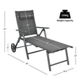 thumbnail image 2 of Patiojoy Chaise Longue de Patio Chaise d'Extérieur Inclinable avec Coussin de Cou et Roues Gris, 2 of 6
