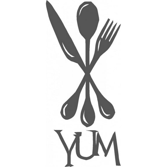 Forks, Knives, Spoons Yum Picture Art Living Room Home Decor Sticker - Vinyl Wall Decal - Size : 8 X 20 Inches