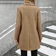 thumbnail image 5 of QIYAGBSA Wool Look Coats for Women Mid Length Notch Lapel Single Breasted Button Front Pea Coat Long Sleeve with Pockets Fall Winter Outerwear, 5 of 9