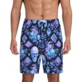 thumbnail image 1 of Fotbe Skull blue crystal flower Pantalones Cortos de Pijama para Hombre, Ropa de Dormir, Pantalones de Pijama Cortos para Hombre-Small, 1 of 6