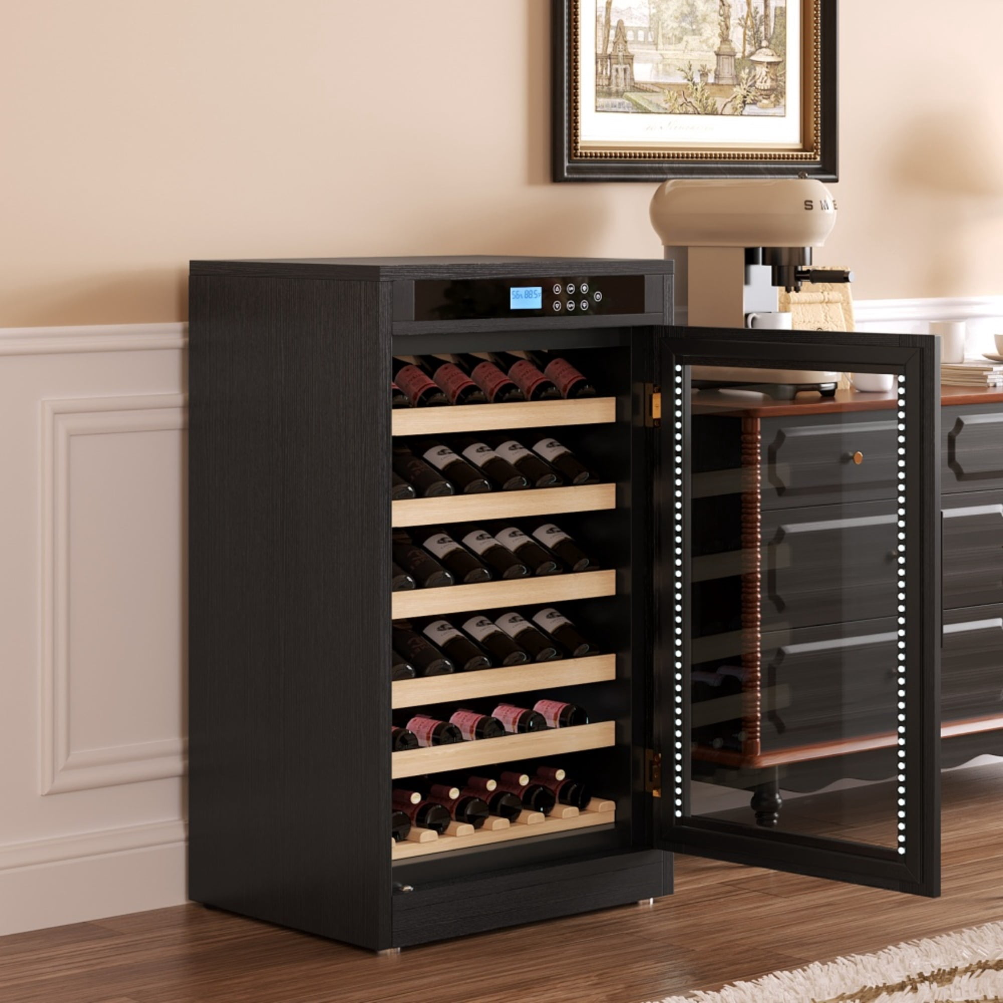 69 bottles LED Touch Screen Display Constant Temperature Black Grape Wine Cooler (LTL carry)