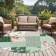 thumbnail image 4 of Round Area Rug 8 Ft, Boho Spring Floral Washable Non-Slip Circle Carpet for Living Room/Bedroom, Retro Flowers Plants Patchwork Grid Green Collection Low-Profile Large Area Rugs for Indoor, 4 of 8