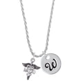 thumbnail image 1 of Delight Jewelry Silvertone Caduceus - MD Silvertone Script Initial Disc - W - Charm Necklace, 20"+3", 1 of 4