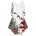 thumbnail image 5 of Christmas Dresses for Women Women's Fashion Elegant Autun And Winter Long Sleeve V-Neck Christmas Print Dress for Holiday Party,White,M, 5 of 5