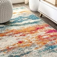 thumbnail image 5 of JONATHAN Y CONTEMPORARY POP 2 x 8 Runner Rug, Modern Abstract Brushstroke - Cream/Blue, CTP102C-28, 5 of 10