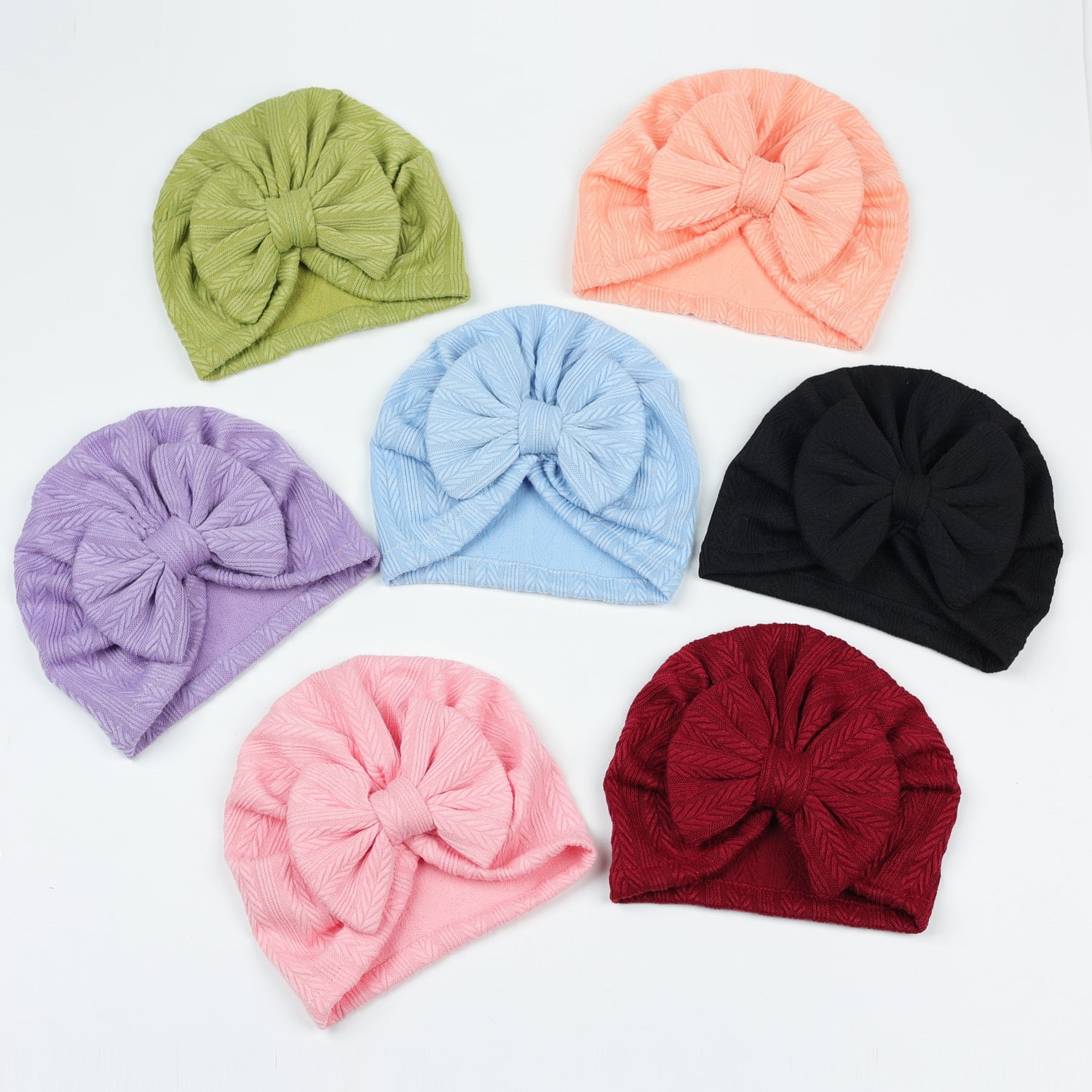 7PCS Baby Turban Baby Girl Hats Top Knot Newborn Cap Hospital Head Wrap Beanie Toddler Infant Baby Hat