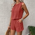 thumbnail image 6 of Women's Summer 2 Piece Short Sets Lounge Sleeveless Top Shorts Matching Outfits Casual Striped Vacation Sweatsuit M, 6 of 6