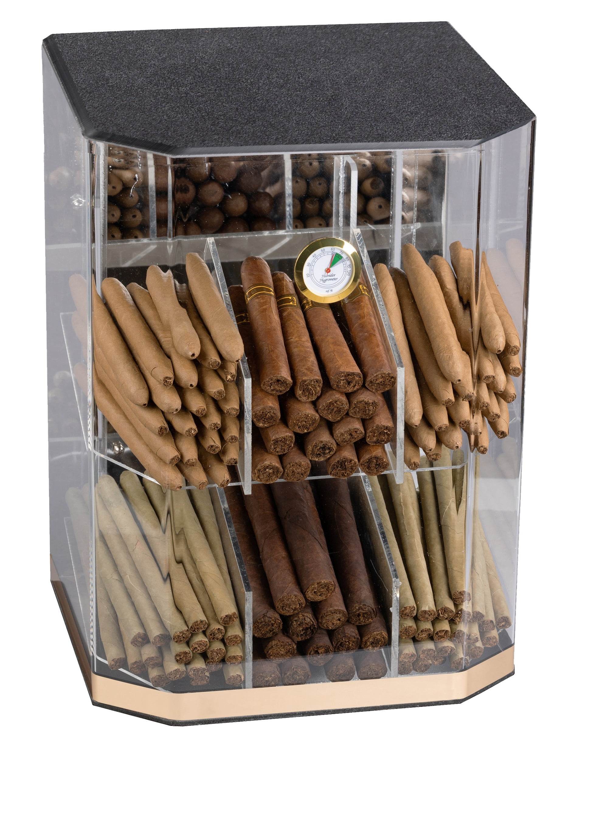 Franklin Acrylic Display Cigar Humidor w/ 6 Bins & Hydrometer - Capacity: 150